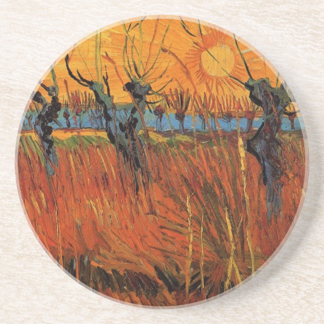 Willows at Sunset by Vincent van Gogh Coaster (Front)