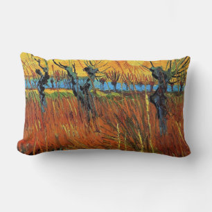 Willows at Sunset by Vincent van Gogh. Lumbar Pillow