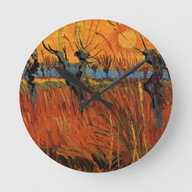 Willows at Sunset by Vincent van Gogh Round Clock (Front)