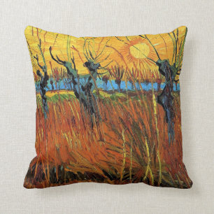 Willows at Sunset by Vincent van Gogh. Throw Pillow