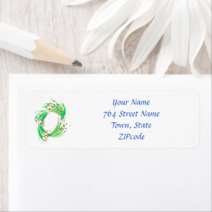 Willowy Watercolor Christmas Wreath Return Address