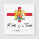 Wills and Kate Royal Wedding Keepsake Magnet<br><div class="desc">If you're following the royal wedding,  you'll like our Wills and Kate Royal Wedding Keepsake Magnet.  Design features the iconic Flag of England with the UK coat of arms.  Fun gift for anglophile friends.  Volume discount available!</div>