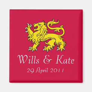 Wills et Kate Royal Mariage Magnet (rouge)