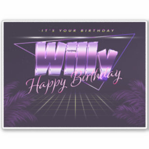 Willy Name Prénom lila retro Sticker