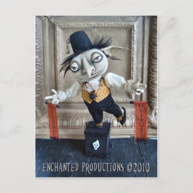 Willy T. Goblin Welcome Halloween Postcard (Front)