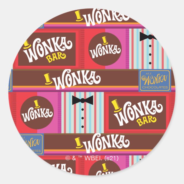 Willy Wonka Candy Pattern Classic Round Sticker (Front)