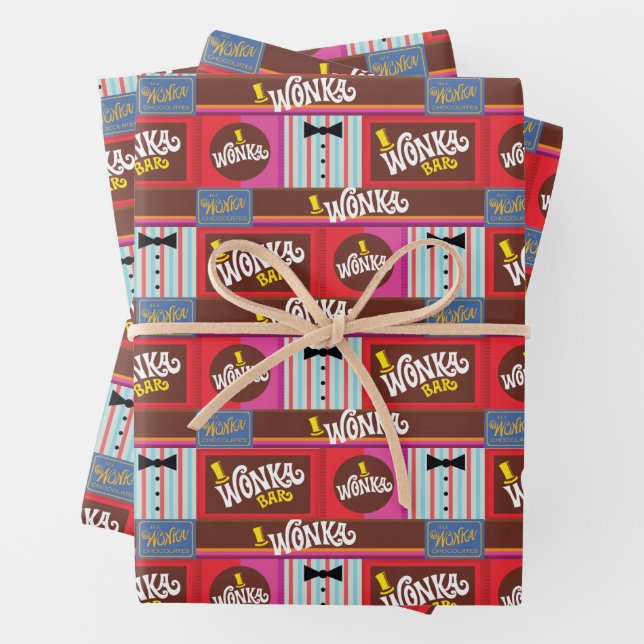 Willy Wonka Candy Pattern Wrapping Paper Sheet (In situ)