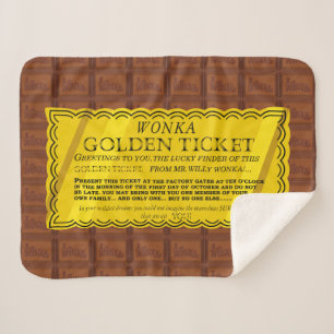 Willy Wonka Golden Ticket Sherpa Blanket