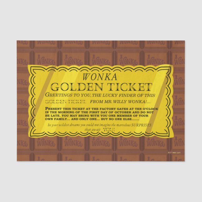 Willy Wonka Golden Ticket Tissue Paper (Front)