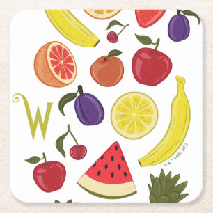 Willy Wonka Lickable Wallpaper Pattern Square Paper Coaster