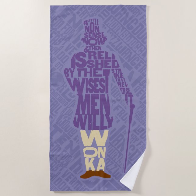 Willy Wonka Quote Silhouette Beach Towel (Front)