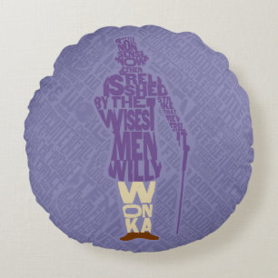 Willy Wonka Quote Silhouette Round Pillow