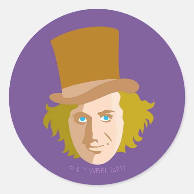 Willy Wonka Stenciled Face Graphic Classic Round Sticker (Front)