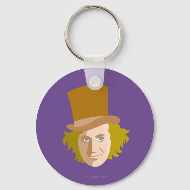 Willy Wonka Stenciled Face Graphic Keychain (Front)