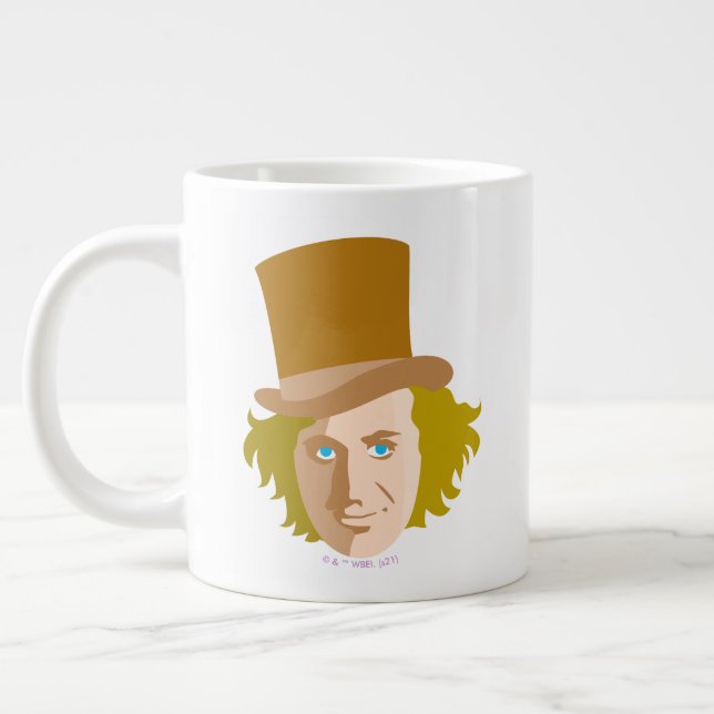 Willy Wonka Stenciled Face Graphic Large Coffee Mug (Left)