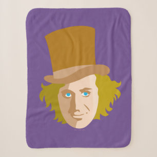 Willy Wonka Stenciled Face Graphic Sherpa Blanket