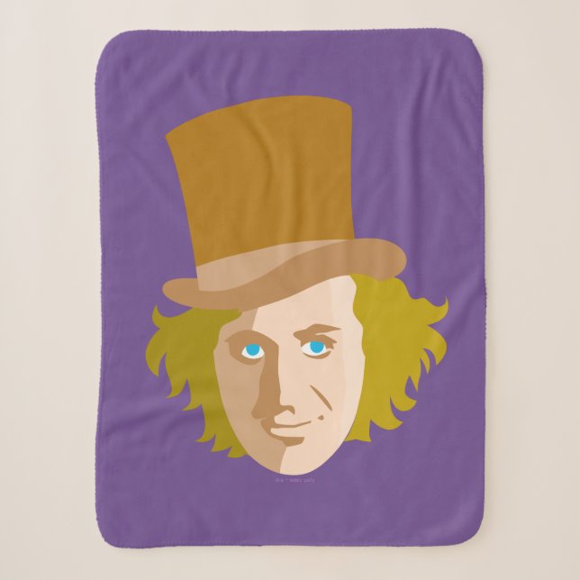 Willy Wonka Stenciled Face Graphic Sherpa Blanket (Front)