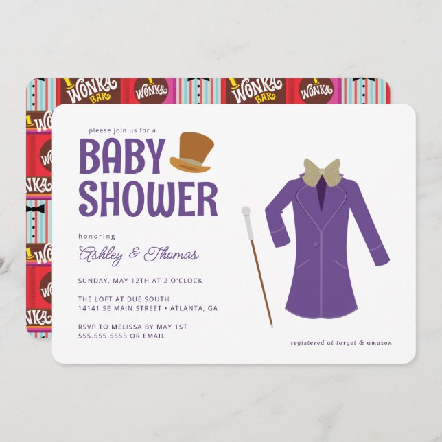 Willy Wonka & the Chocolate Factory Baby Shower Invitation (Front/Back)
