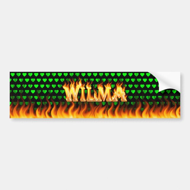 Wilma real fire and flames bumper sticker design (Front)