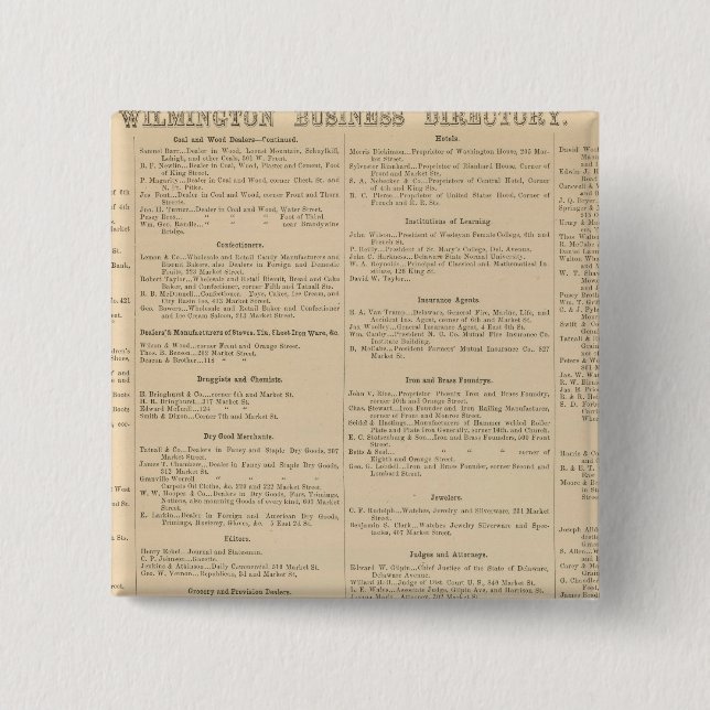 Wilmington Delaware business directory 2 Inch Square Button (Front)