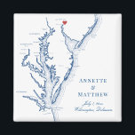 Wilmington Delaware Wedding Favour Magnet<br><div class="desc">Quick and Easy ordering! These Wilmington Delaware map magnets make great Delaware wedding favours to include in your Wilmington destination wedding welcome bags. Move the heart by clicking "Edit Using design tool" under "Personalize". Featuring a map of Chesapeake Bay with Artwork by Coastal Map Designs</div>