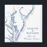 Wilmington Delaware Wedding Favour Magnet<br><div class="desc">Quick and Easy ordering! These Wilmington Delaware map magnets make great Delaware wedding favours to include in your Wilmington destination wedding welcome bags. Move the heart by clicking "Edit Using design tool" under "Personalize". Featuring a map of Chesapeake Bay with Artwork by Coastal Map Designs</div>