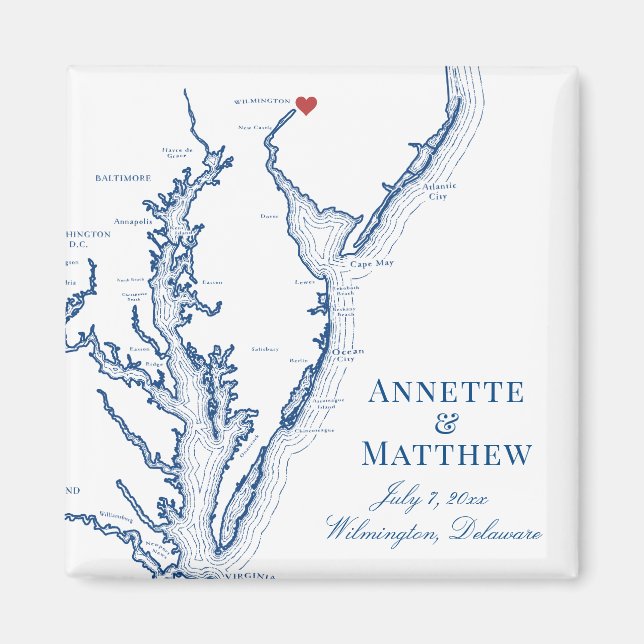 Wilmington Delaware Wedding Favour Magnet (Front)