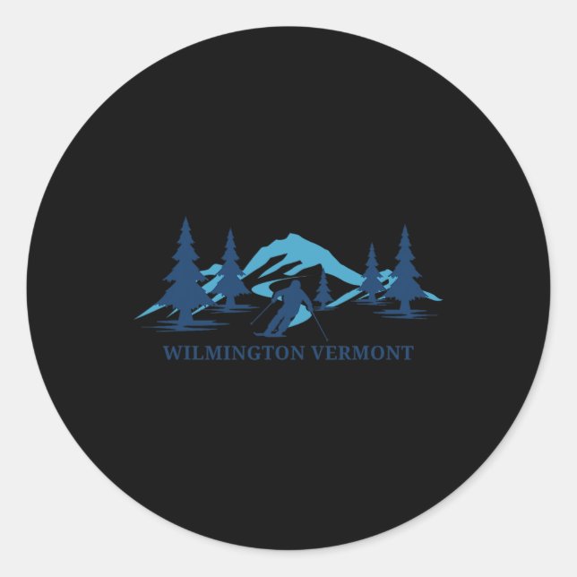 Wilmington Vermont Ski Resort Skiing Skier  Classic Round Sticker (Front)