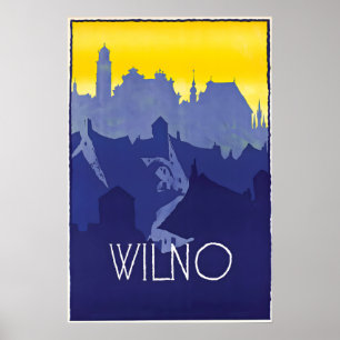 Wilno Poland Travel Poster Vintage Wall Art Print