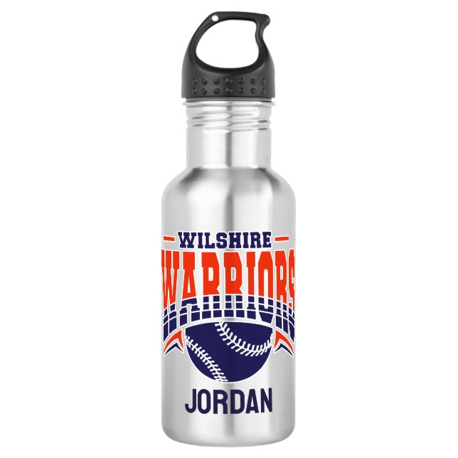 Wilshire Warriors Navy Baseball Logo 532 Ml Water Bottle (Front)