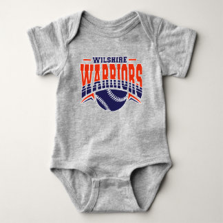Wilshire Warriors Navy Baseball Logo Baby Bodysuit