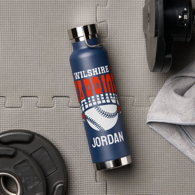 Wilshire Warriors White Baseball Logo Water Bottle (Gym)