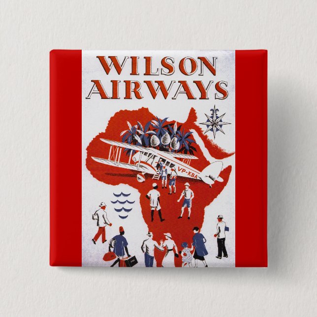 Wilson Airways ~ Africa 2 Inch Square Button (Front)