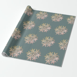 WILSON BENTLEY SNOWFLAKE ON BLUE GREY WRAPPING PAPER