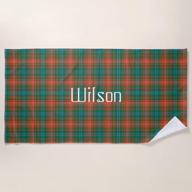 Wilson Clan Tartan Plaid Beach Towel (Front)