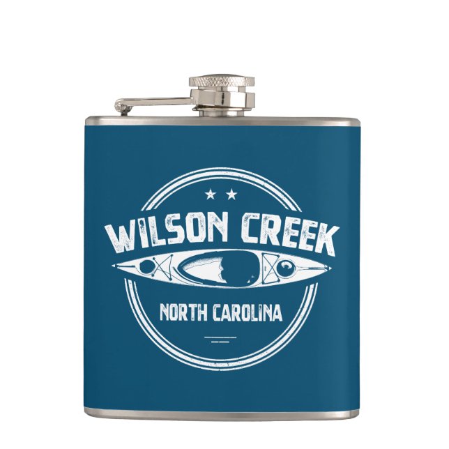 Wilson Creek North Carolina Kayaking Hip Flask (Front)