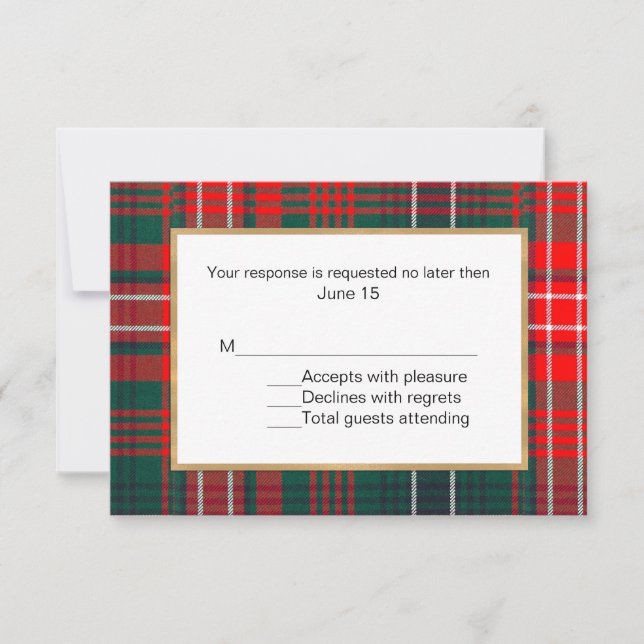 Wilson Tartan Plaid Wedding Carte RSVP (Devant)