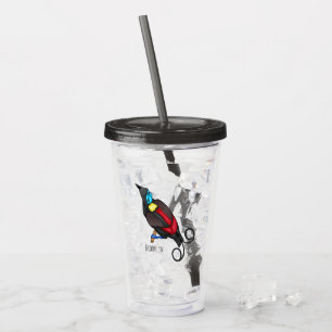 Wilson's bird-of-paradise bird cartoon  acrylic tumbler