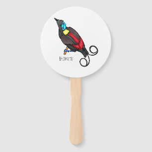 Wilson's bird-of-paradise bird cartoon hand fan