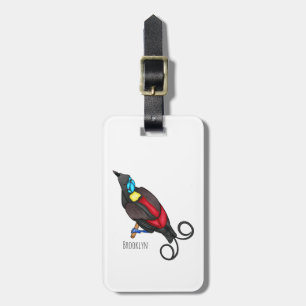 Wilson's bird-of-paradise bird cartoon  luggage tag