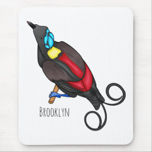 Wilson's bird-of-paradise bird cartoon  mouse pad