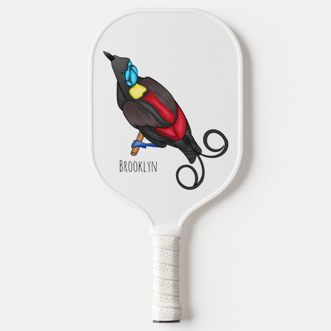 Wilson's bird-of-paradise bird cartoon pickleball paddle (Front)