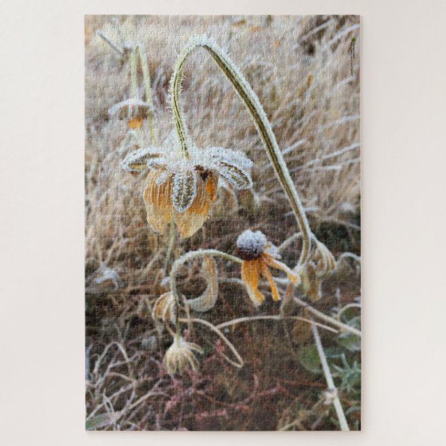 Wilted Rudbeckia Flower Morning Frost Photo Jigsaw Puzzle (Vertical)