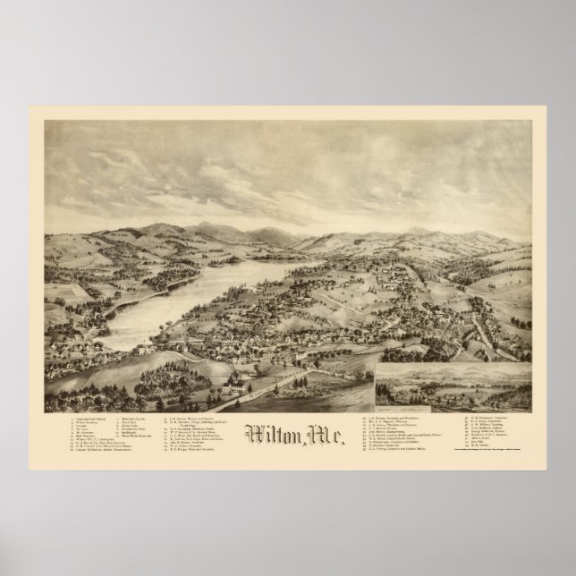 Wilton, ME Panoramic Map - 1895 Poster (Front)