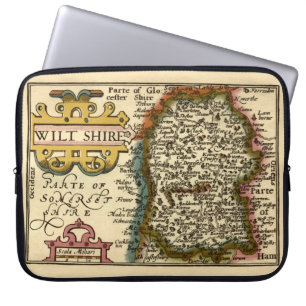 Wiltshire County England Old Antiquarian Atlas Map Laptop Sleeve