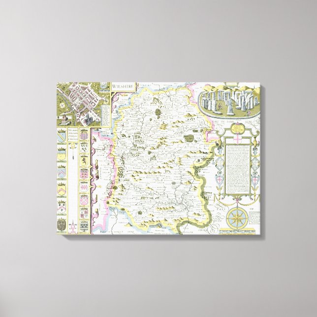 Wiltshire, engraved by Jodocus Hondius Canvas Print (Front)