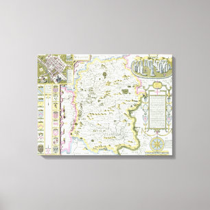 Wiltshire, engraved by Jodocus Hondius Canvas Print