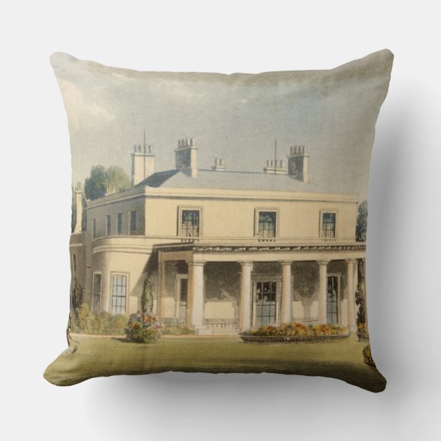 Wimbledon Park, from R. Ackermann's (1764-1834) 'R Throw Pillow (Front)