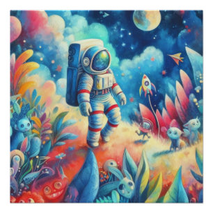 Wimsical Astronaut World  Poster