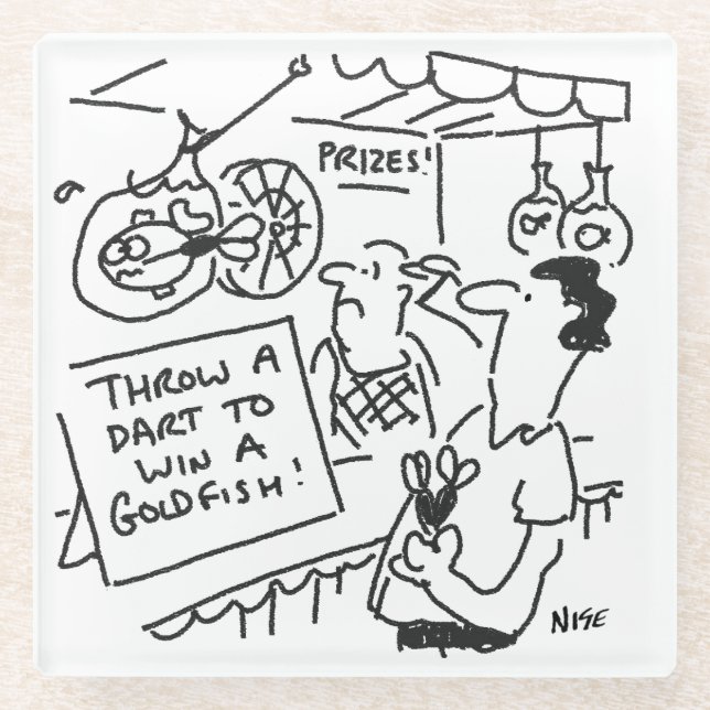 Win a Goldfish Fairground Darts Competition Funny Glass Coaster (Front)